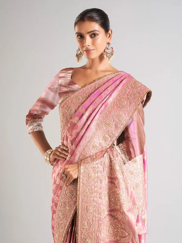 Newest light purple silk saree for wedding