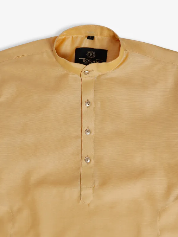 Newest light yellow cotton plain kurta suit
