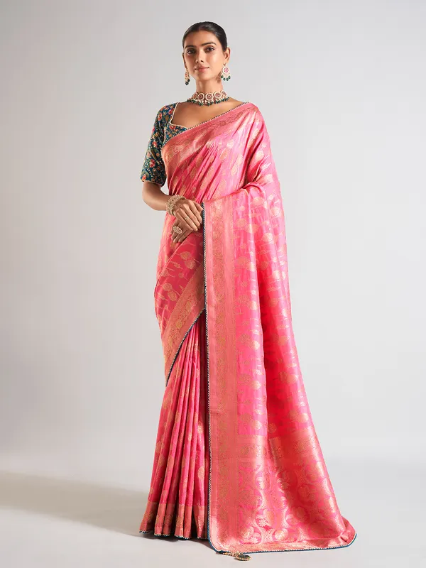 Newest magenta silk wedding wear saree