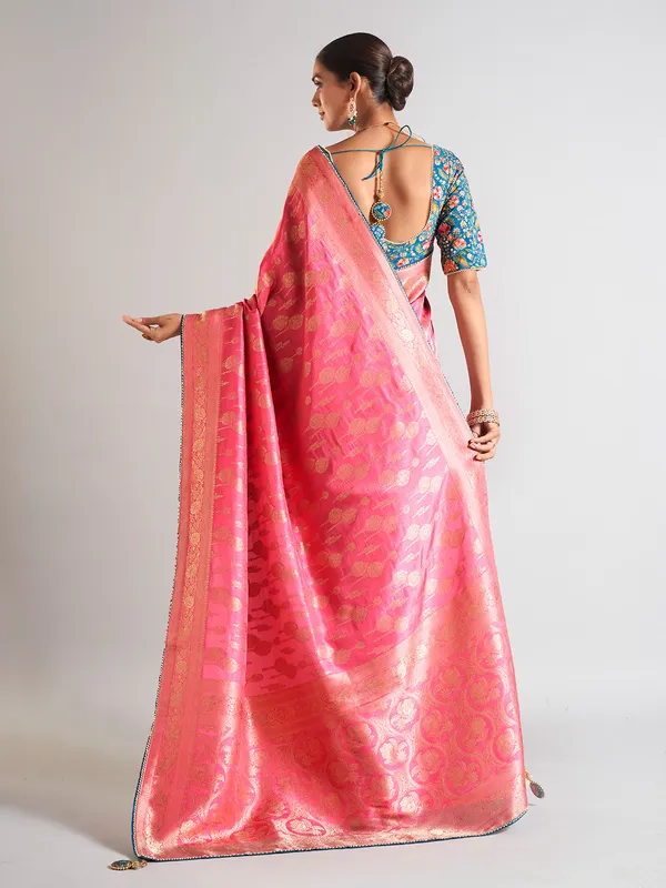Newest magenta silk wedding wear saree