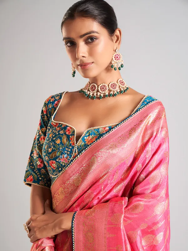 Newest magenta silk wedding wear saree