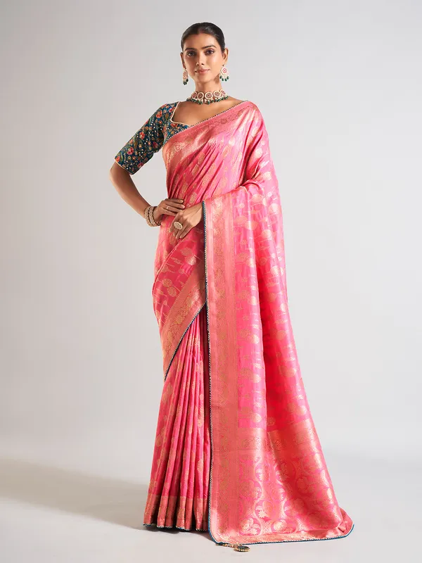 Newest magenta silk wedding wear saree