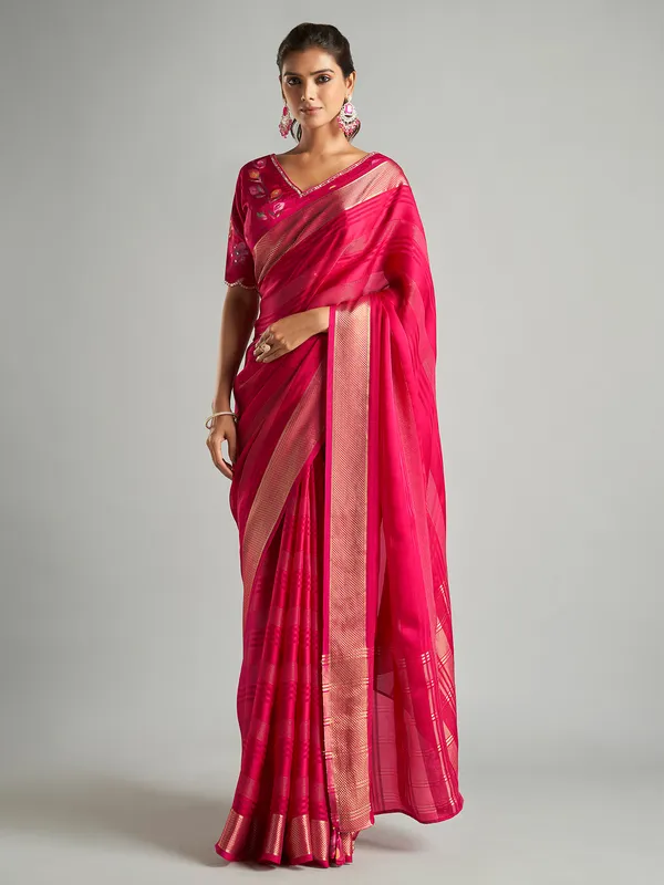 Newest magenta tissue silk saree