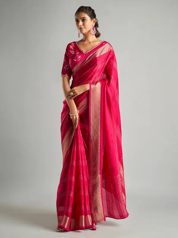 Newest magenta tissue silk saree