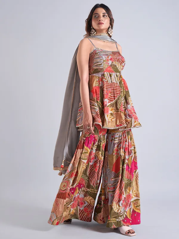 Newest multi color palazzo salwar suit