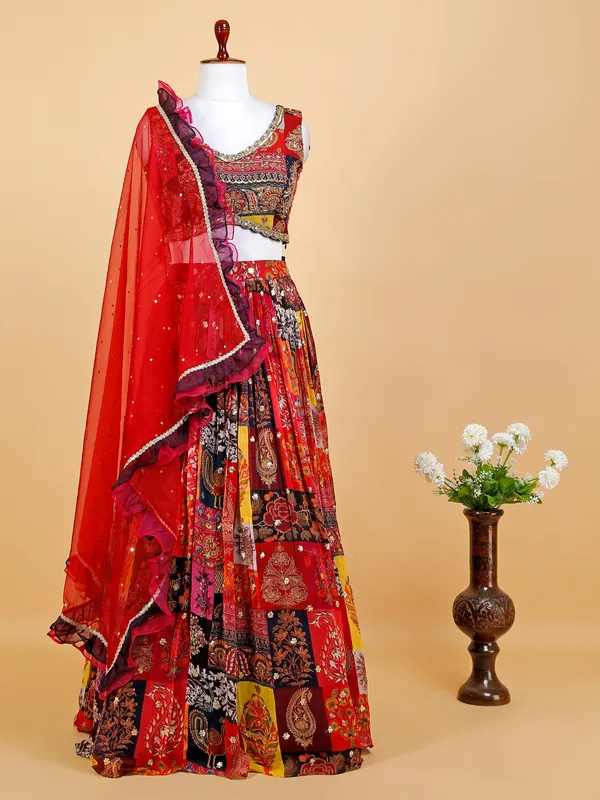Newest multi color printed lehenga choli
