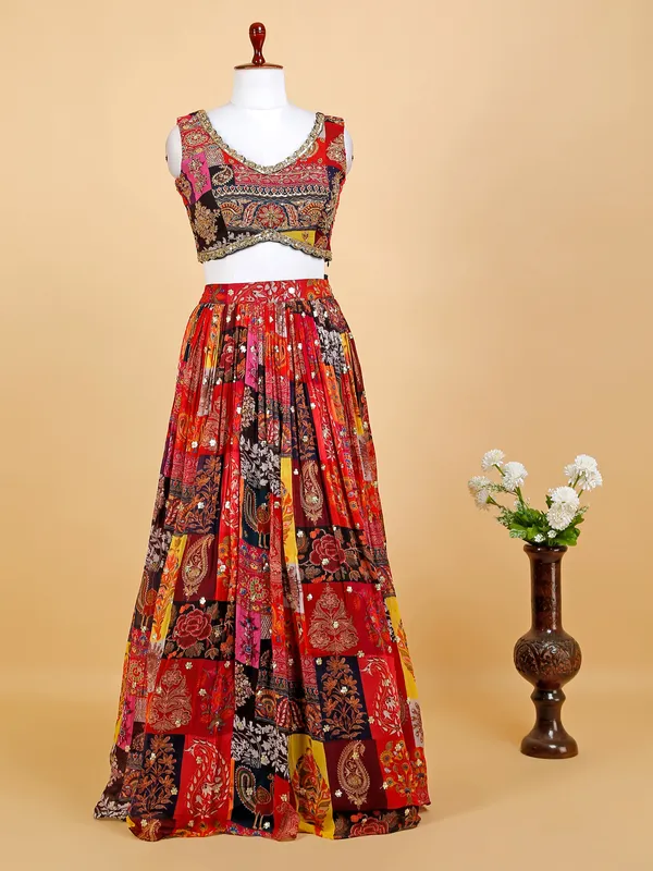 Newest multi color printed lehenga choli