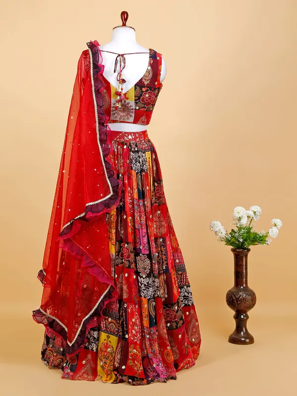 Newest multi color printed lehenga choli
