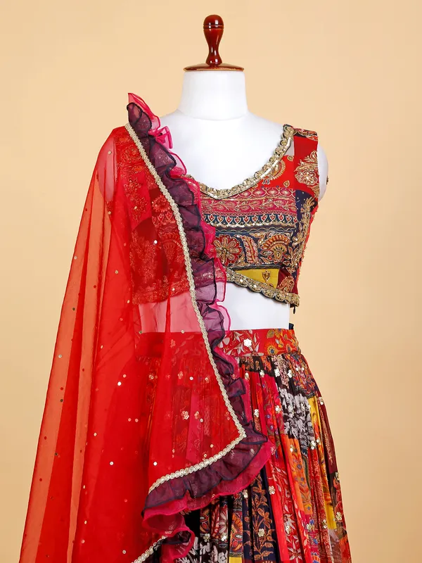 Newest multi color printed lehenga choli