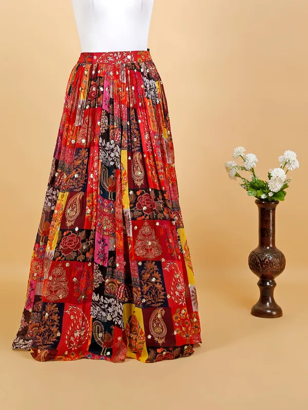 Newest multi color printed lehenga choli