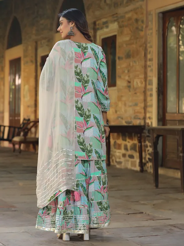 Newest multi color printed sharara suit