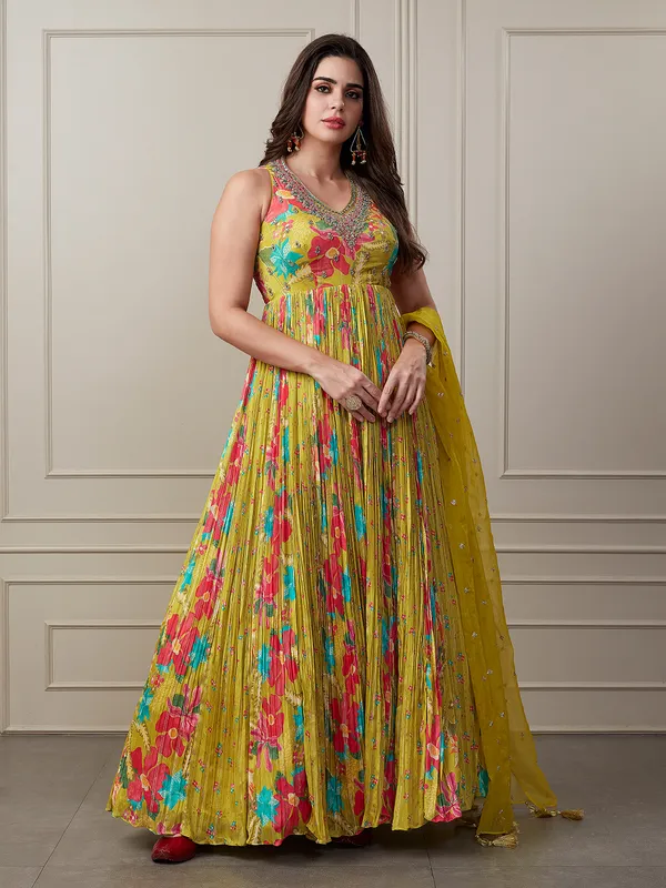 Newest mustard yellow anarkali suit