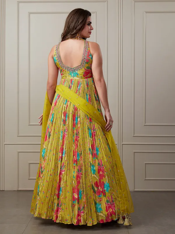 Newest mustard yellow anarkali suit