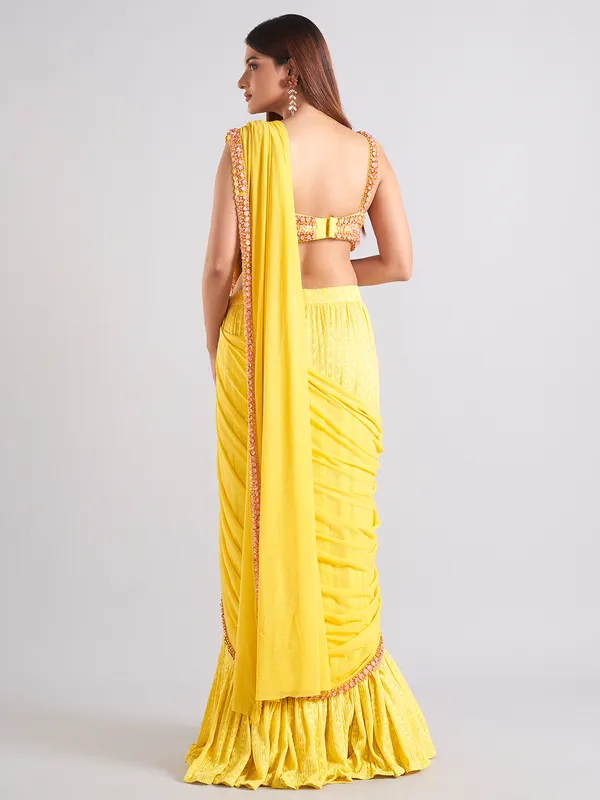 Newest mustard yellow saree in georgette