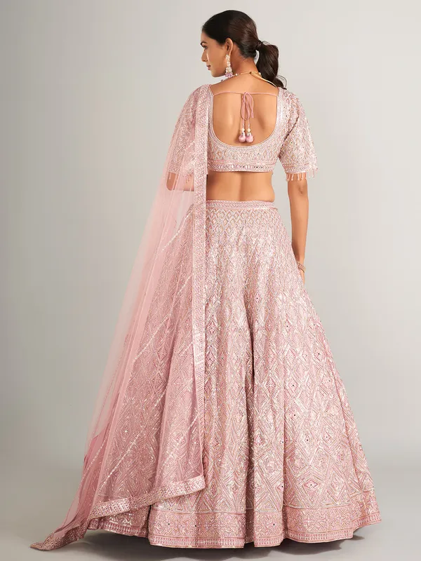 Newest net pink lehenga choli for wedding