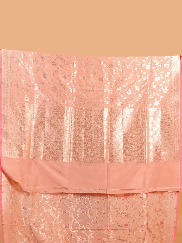 Newest peach banarasi silk saree for wedding