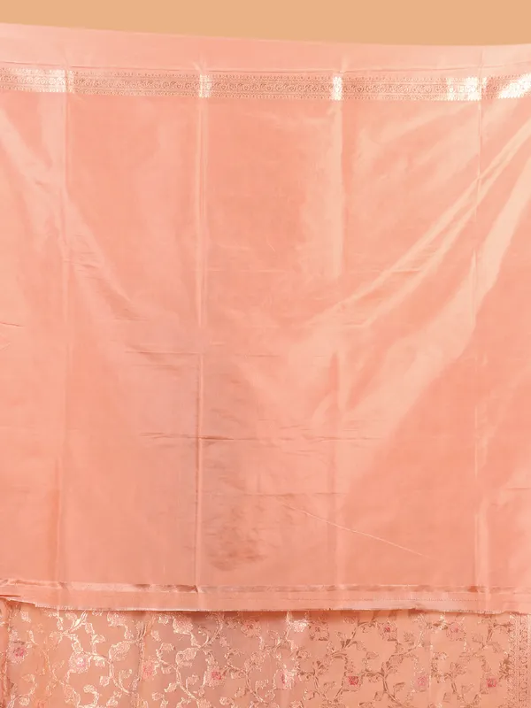 Newest peach banarasi silk saree for wedding