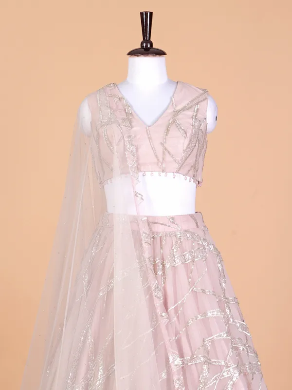 Newest peach net lehenga choli