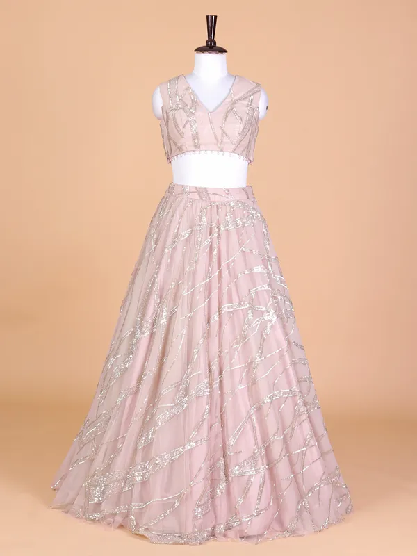 Newest peach net lehenga choli