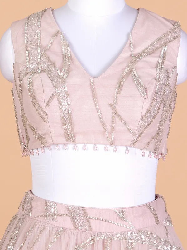 Newest peach net lehenga choli