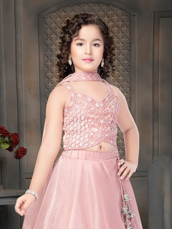Newest peach organza lehenga choli