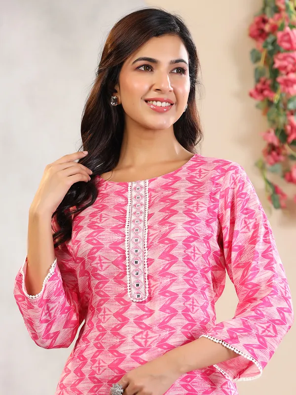 Newest pink cotton printed co ord set