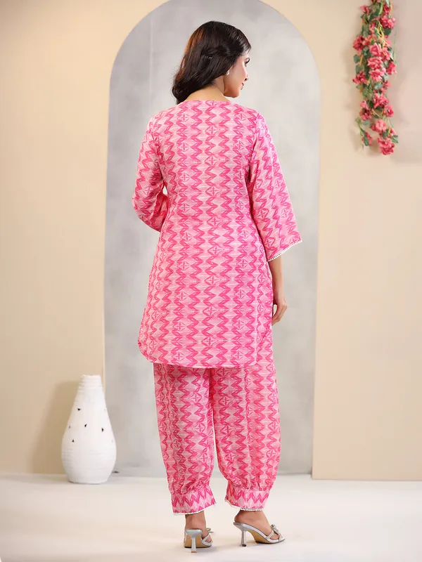 Newest pink cotton printed co ord set