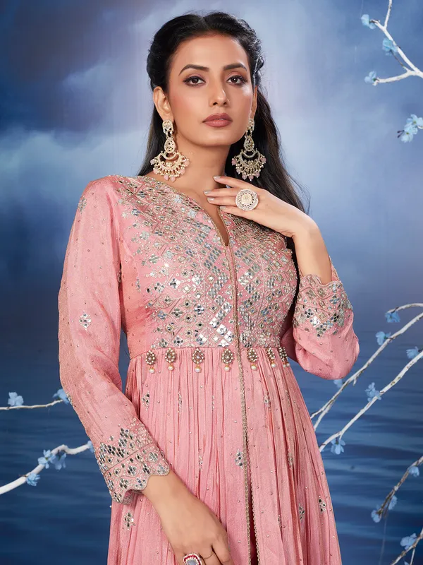 Newest pink georgette palazzo salwar suit