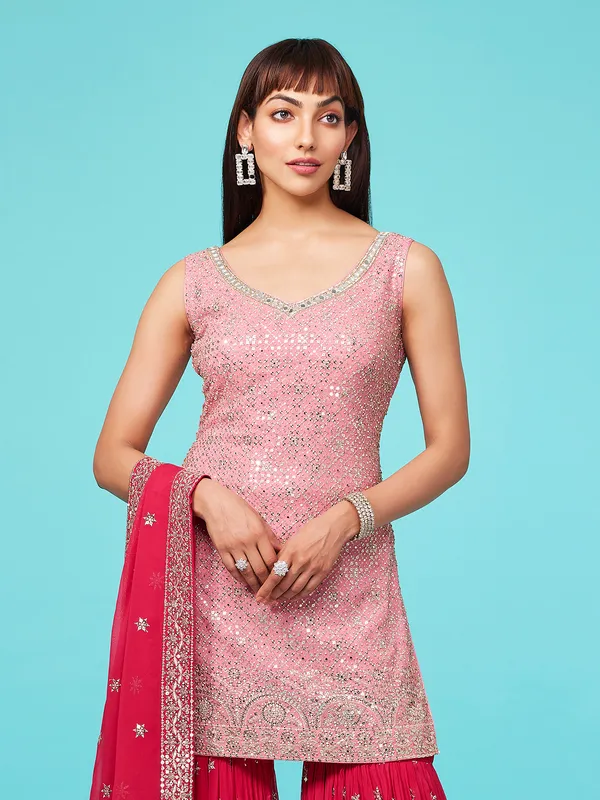 Newest pink georgette sharara suit