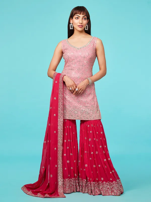 Newest pink georgette sharara suit