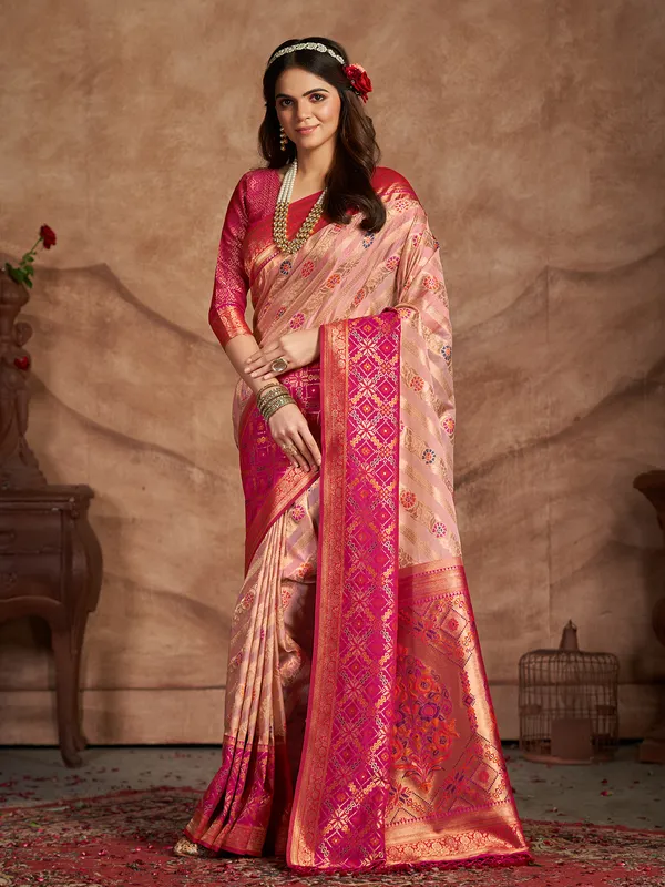Newest pink silk saree