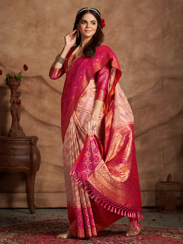 Newest pink silk saree