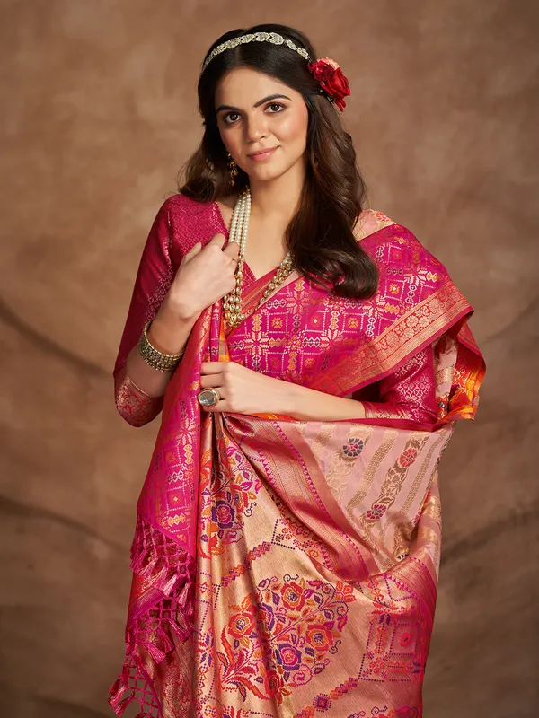 Newest pink silk saree