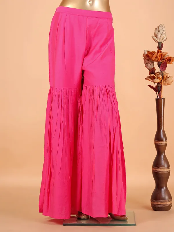 Newest pink silk sharara suit