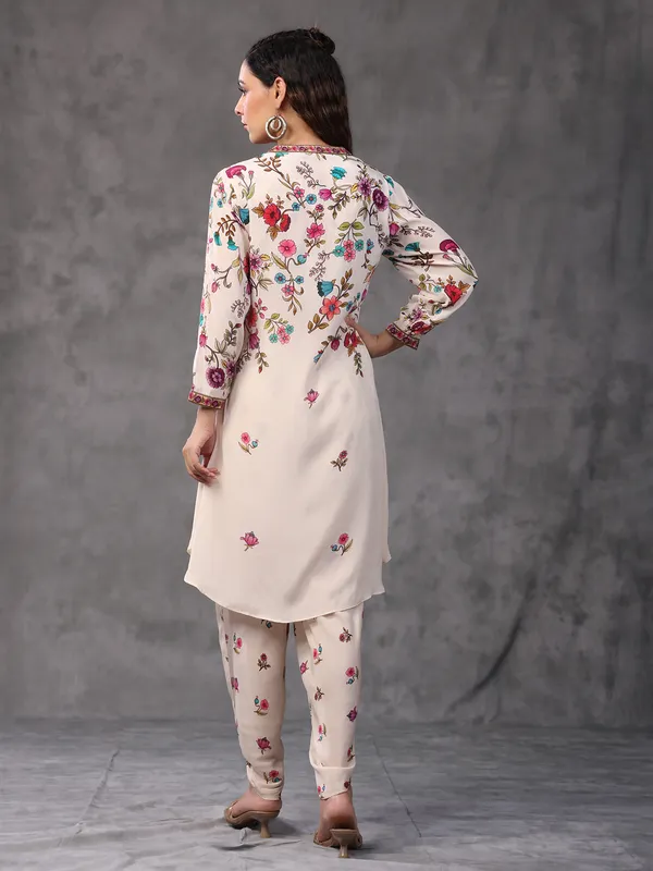 Newest printed cream dhoti set