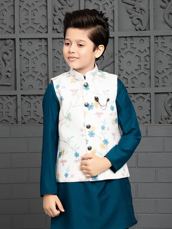Newest prussian blue silk waistcoat set