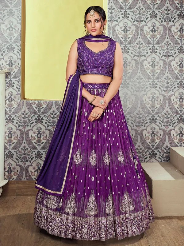 Newest purple georgette lehenga choli