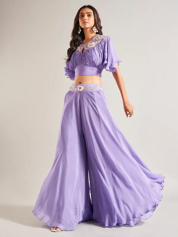Newest purple georgette palazzo salwar suit