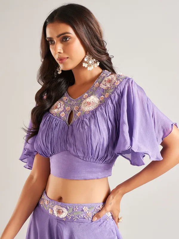 Newest purple georgette palazzo salwar suit