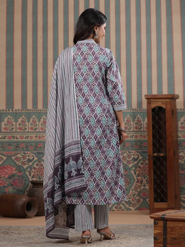 Newest purple printed kurti set