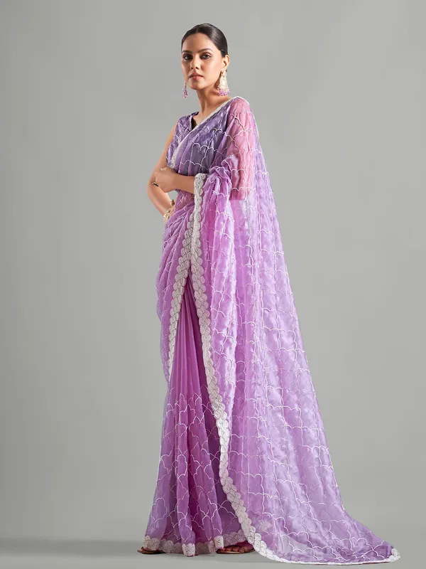 Newest purple tissue silk saree