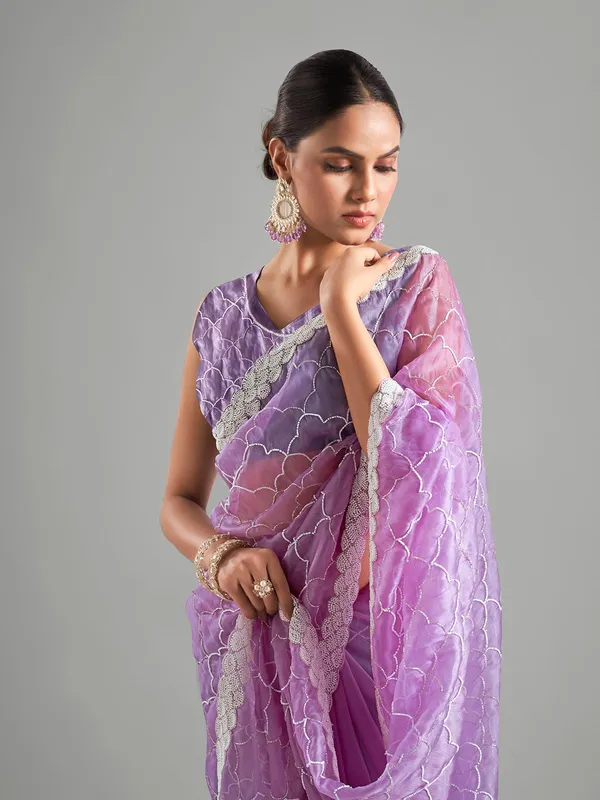 Newest purple tissue silk saree