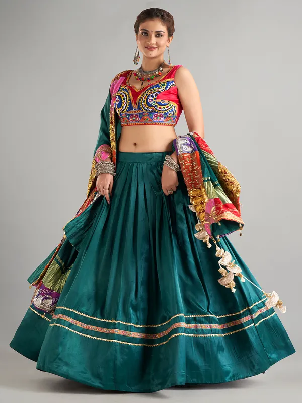 Newest rama blue silk lehenga choli