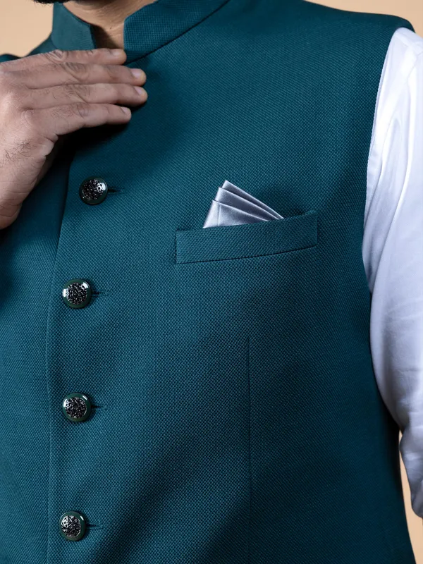 Newest rama green silk waistcoat