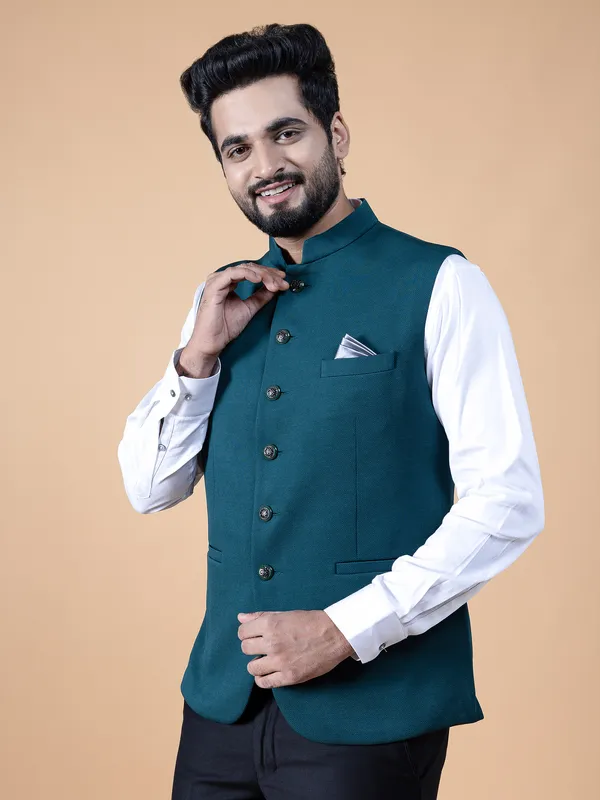 Newest rama green silk waistcoat