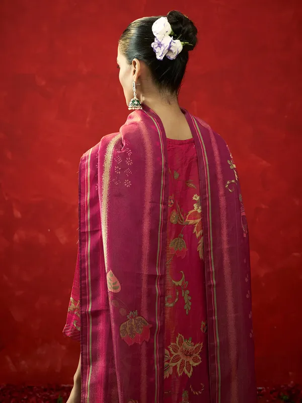 Newest rani color kurti set with dupatta