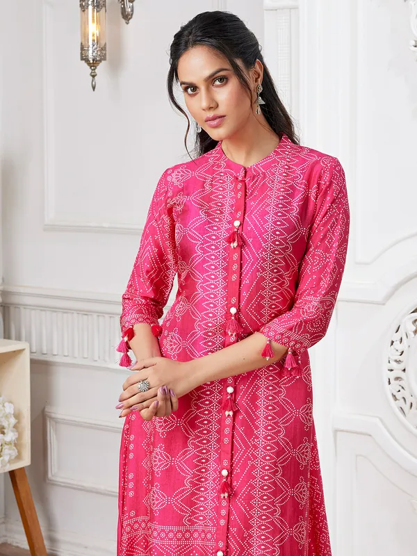 Newest rani color printed kurti set
