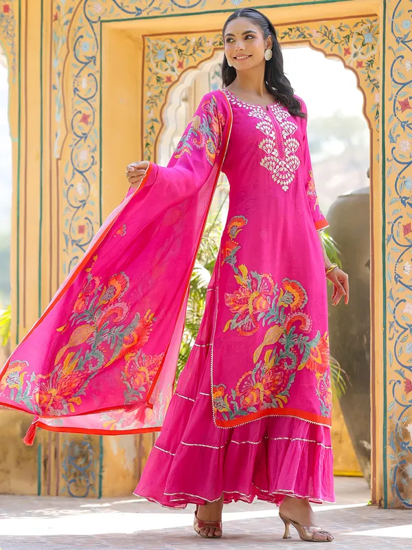 Newest rani color printed silk kurti