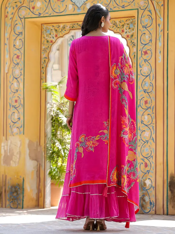 Newest rani color printed silk kurti