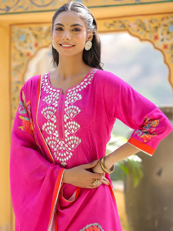 Newest rani color printed silk kurti